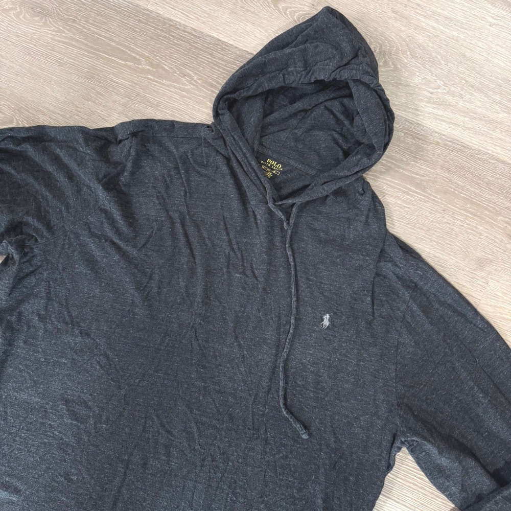 Polo Ralph Lauren Hoodie Mens 3XLT Dark Gray Heather Long Sleeve Logo Hooded Tee